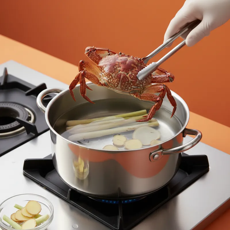 Bước 2: Kỹ thuật thả cua và canh nước - Nên luộc nước lạnh hay nước sôi?