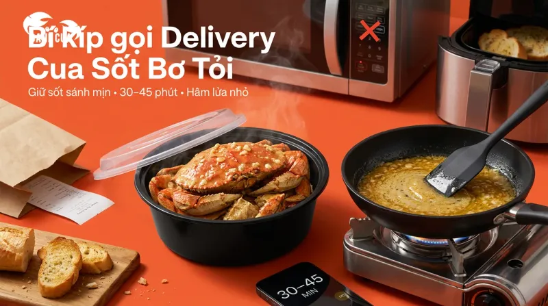 Bí kíp gọi giao hàng (Delivery) cua sốt bơ tỏi không bị tách dầu