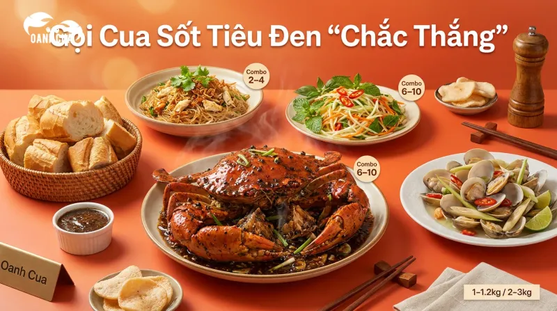 Gọi cua sốt tiêu đen sao cho