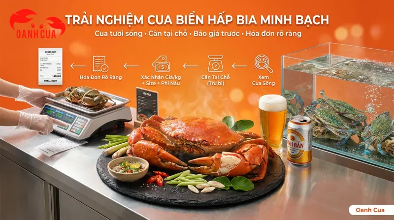 Trải nghiệm cua biển hấp bia minh bạch, chắc thịt tại Oanh Cua